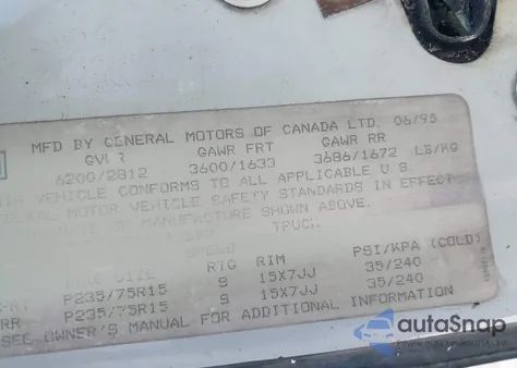 1995 Chevrolet Gmt-400 C1500 из США, поврежденный, VIN 2GCEC19H3S1244602